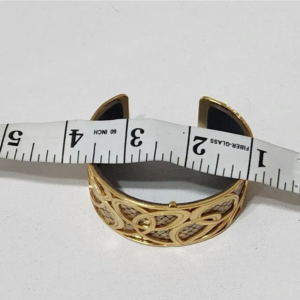 𝅺Brighton Christo Vienna Wide Cuff Bracelet gold and teal leather‎ insert